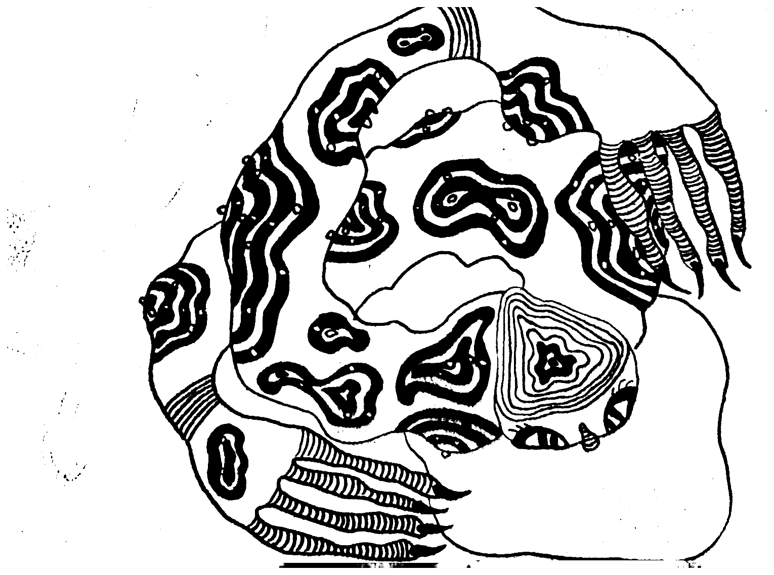 Patterned crouching hand and body composition
